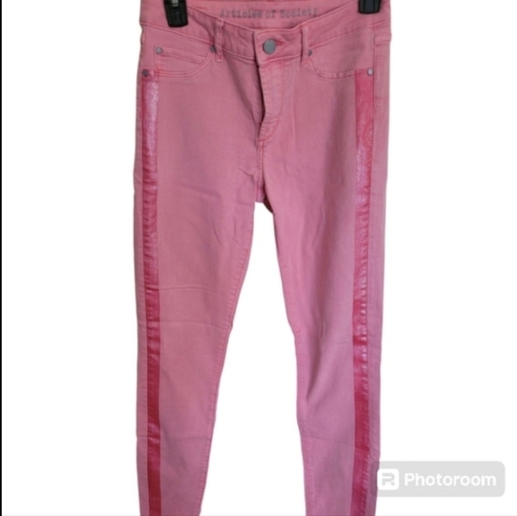 Articles of Society Pink Shimmer Denim Jeans Size 27 - Picture 1 of 12